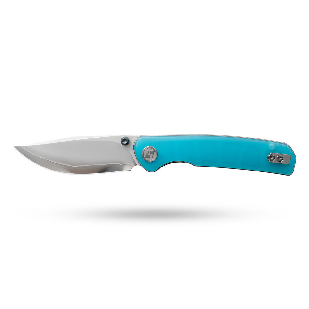 Open OLITANS Gecko SE G080 with blue acrylic handle and SLD-Magic blade