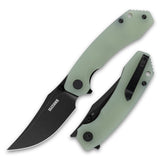 Crescent G059 folding knife in Nature Green with black D2 blade – closed view