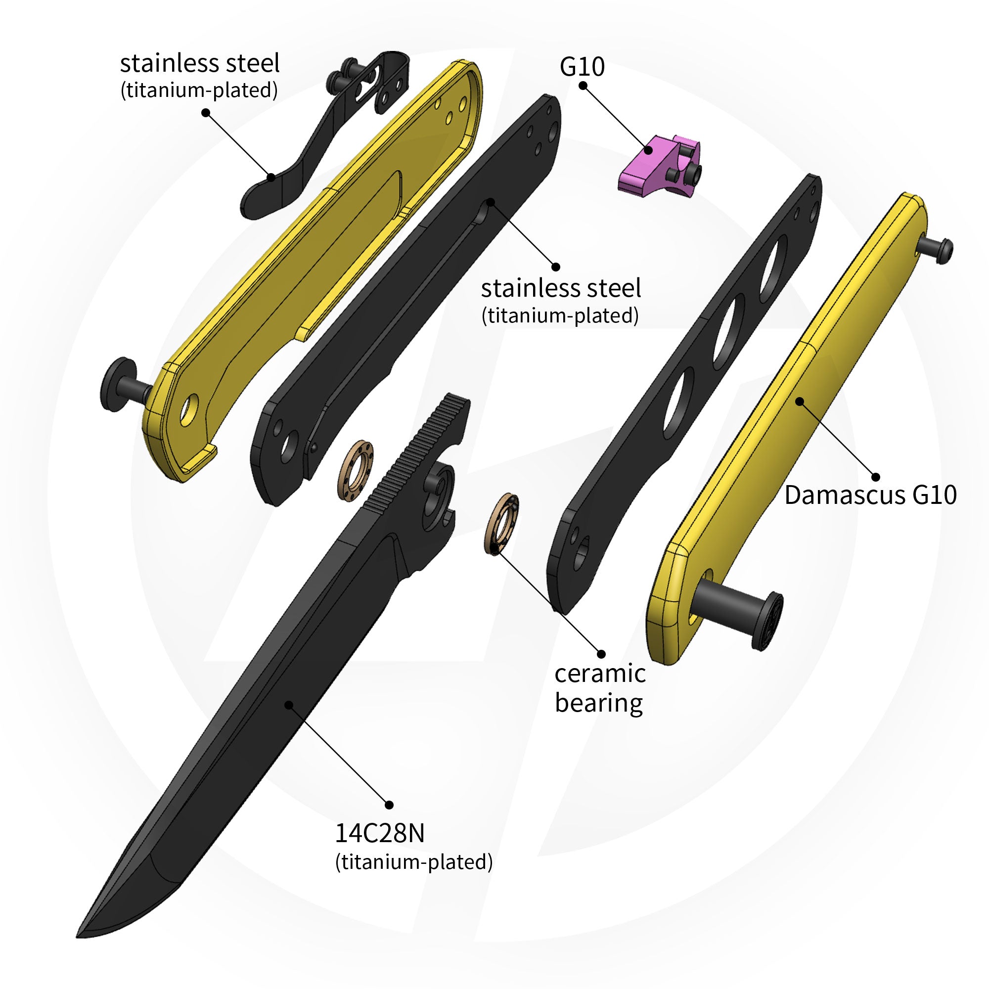 Stealth G047（3.07'' +14C28N +G10）Liner Lock-Front Flipper