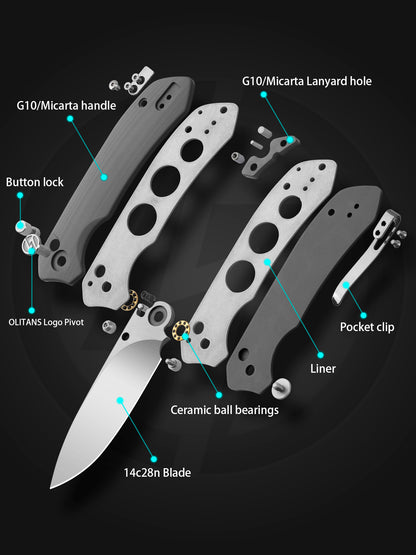 G032 Camping Folding Knife Button Lock