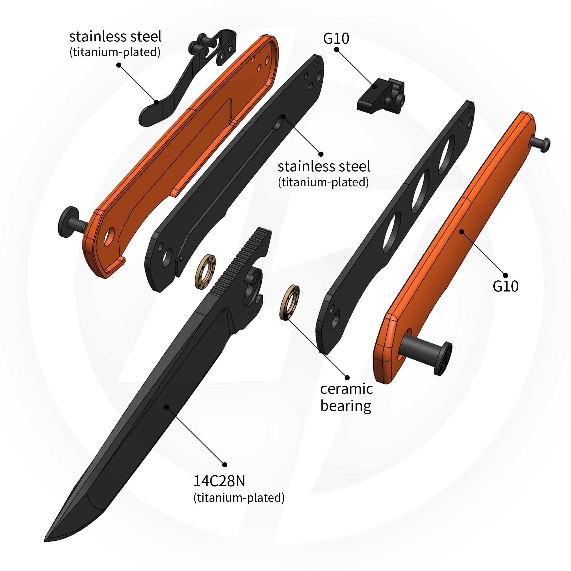 Stealth G047（3.07'' +14C28N +G10）Liner Lock-Front Flipper