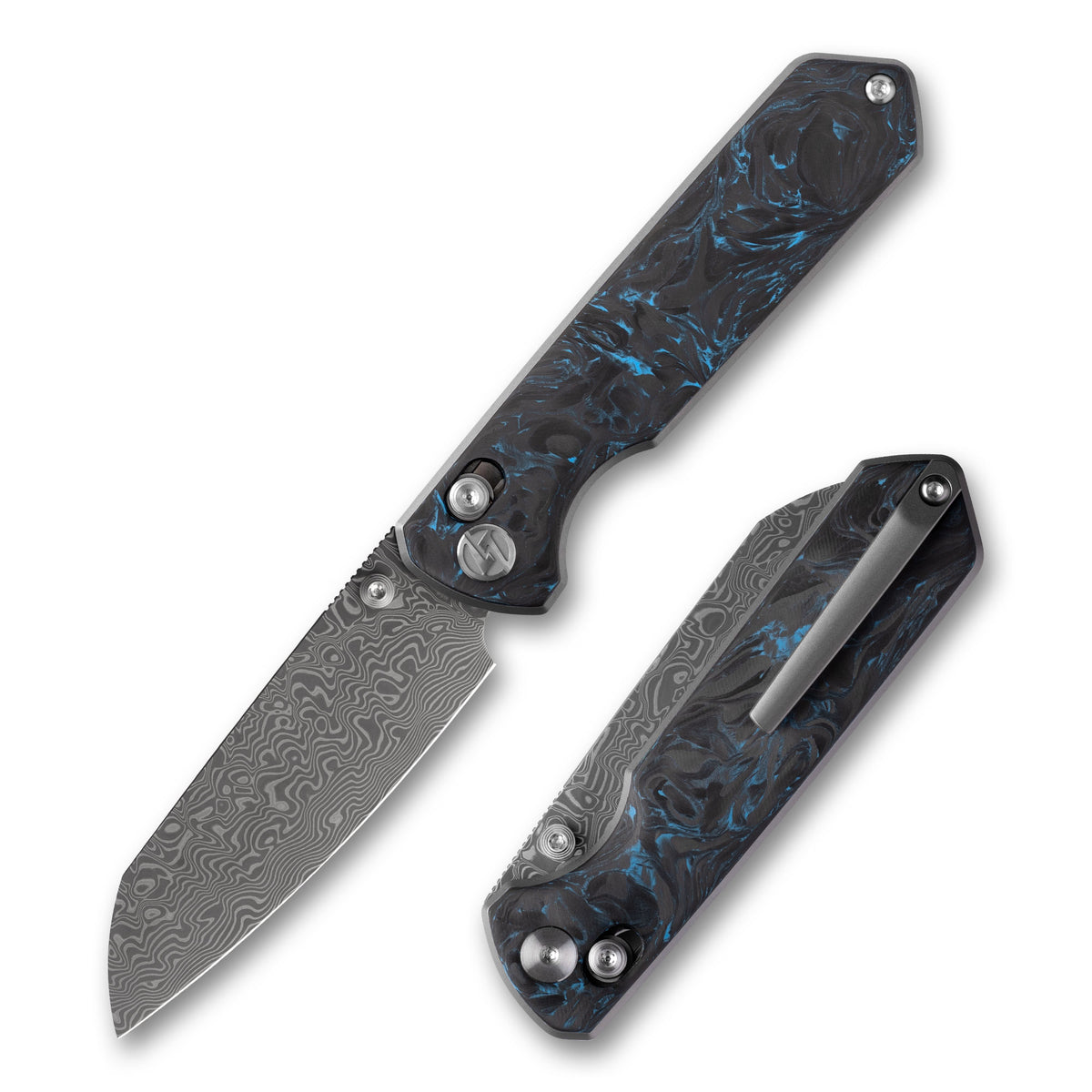 Imperial Penguin M060(3.35''+Damascus+Carbon fibre)-Axis lock-thumb stud