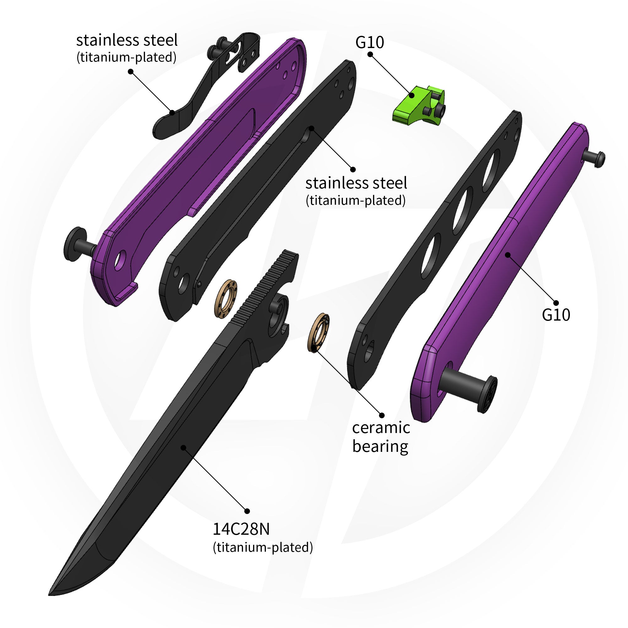 Stealth G047（3.07'' +14C28N +G10）Liner Lock-Front Flipper