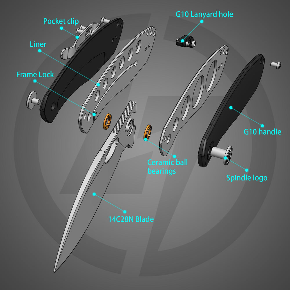 Side profile – black handle with satin blade