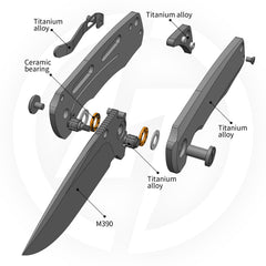 Ti-Bomber T065 Folding Knife –（2.95"+Bohler M390 +Titanium）-OLITANS