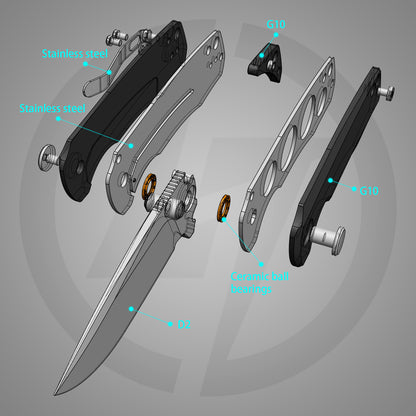 G061 2.91'' D2 BLADE+G10 HANDLE- Liner LOCK-THUMB STUD