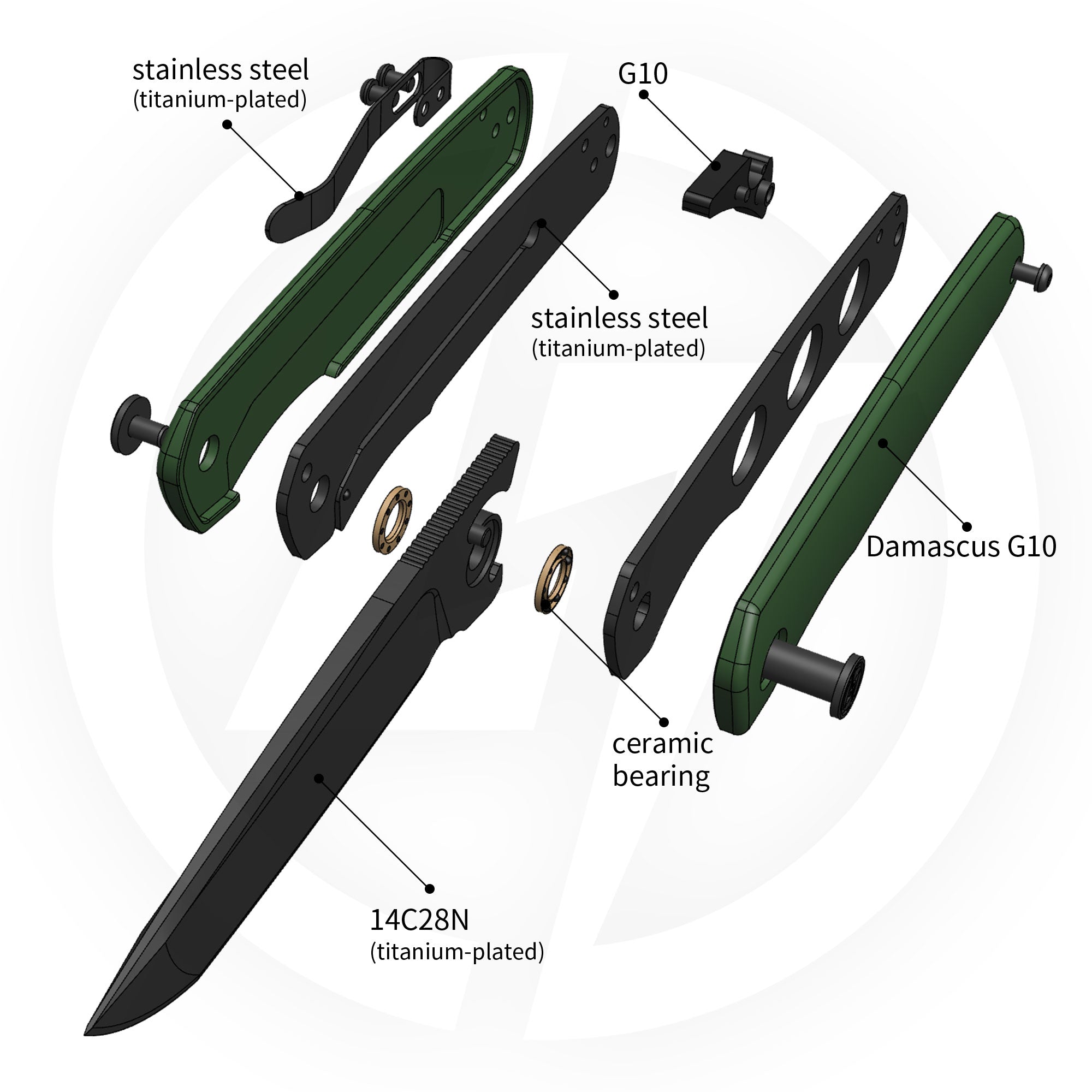 Stealth G047（3.07'' +14C28N +G10）Liner Lock-Front Flipper