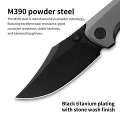 Ti-Bomber T068 Folding Knife –（2.95"+Bohler M390 +Titanium）-OLITANS