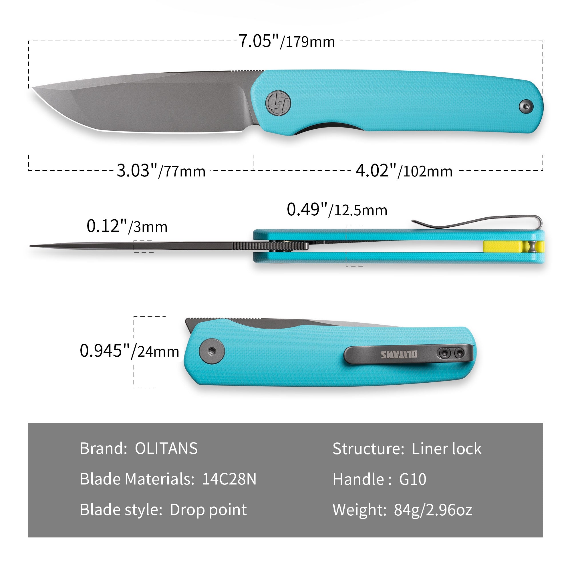 Stealth G047（3.07'' +14C28N +G10）Liner Lock-Front Flipper