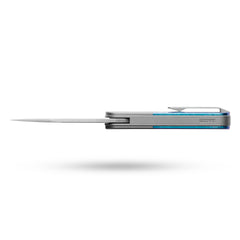Rocket XL T081 (3.07''+M390+Blue Crystallized Titanium)-Liner Lock-Front Flipper