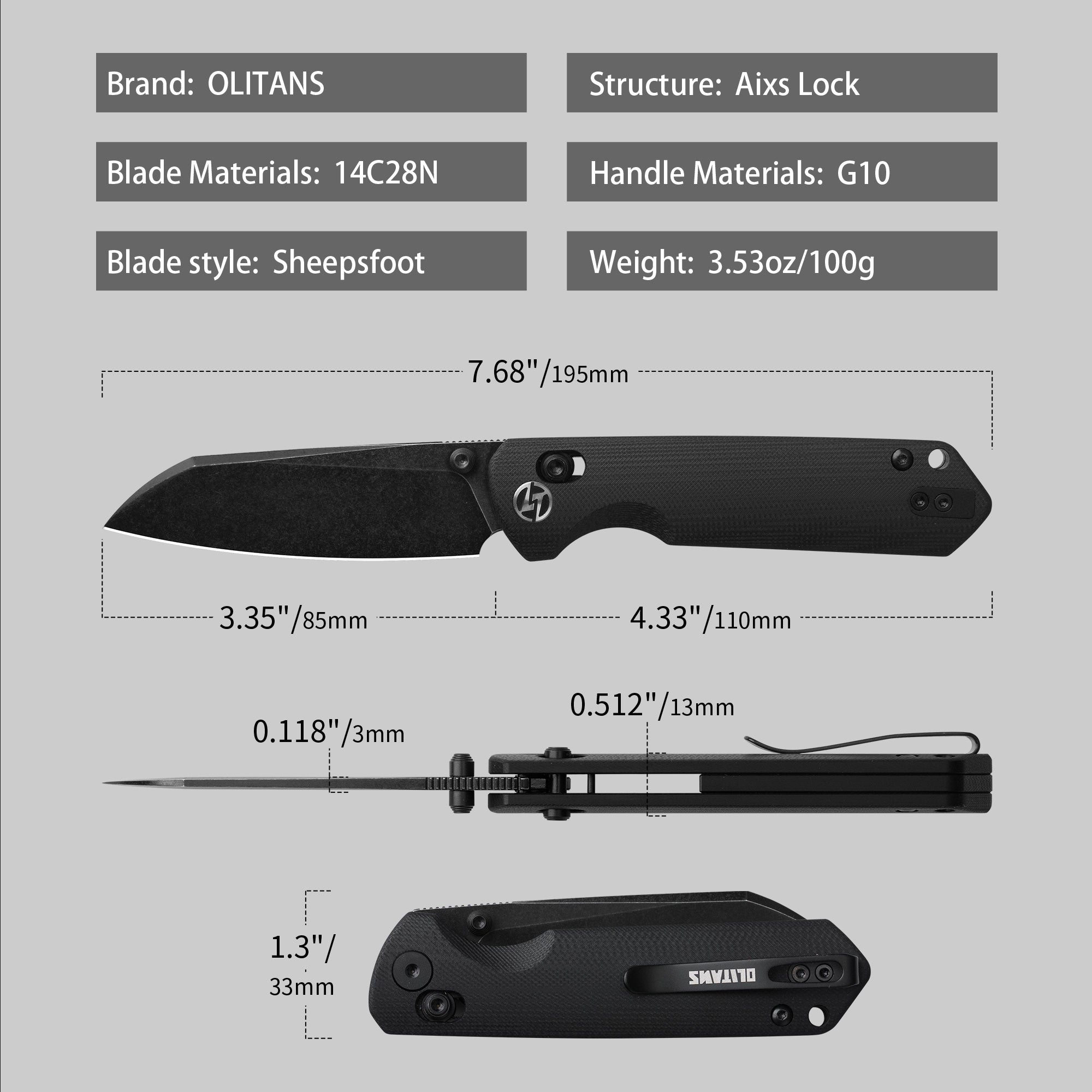 King Penguin Folding Knife （3.35''+14C28N Blade+G10 Handle）-Crossbar Lock-Thumb Stud-G062