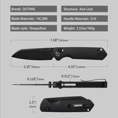 King Penguin Folding Knife （3.35''+14C28N Blade+G10 Handle）-Crossbar Lock-Thumb Stud-G062