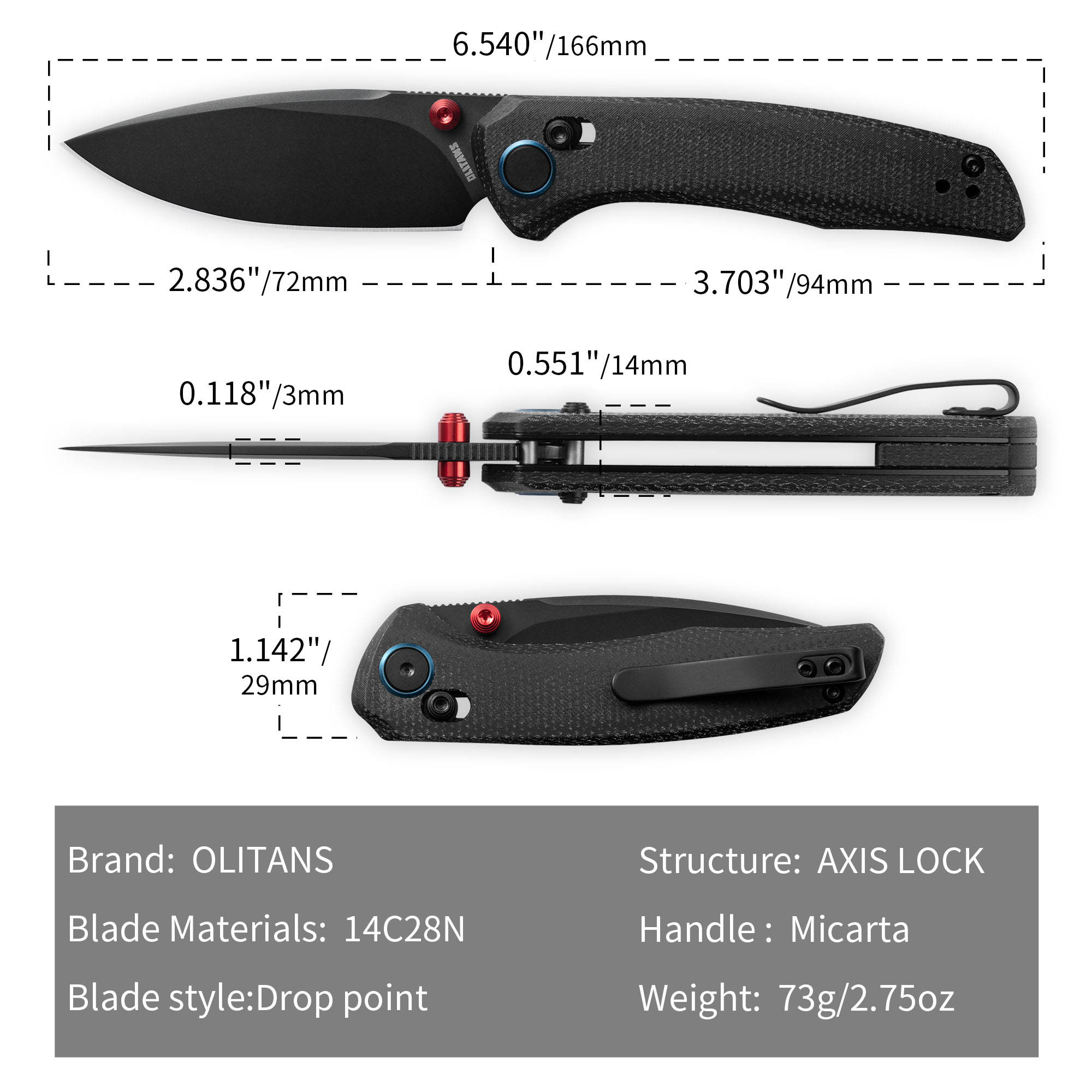 AVIS G079（2.83''+14C28N+Micarta）Crossbar Lock