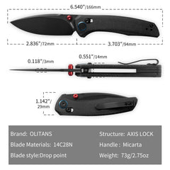 AVIS G079（2.83''+14C28N+Micarta）Crossbar Lock