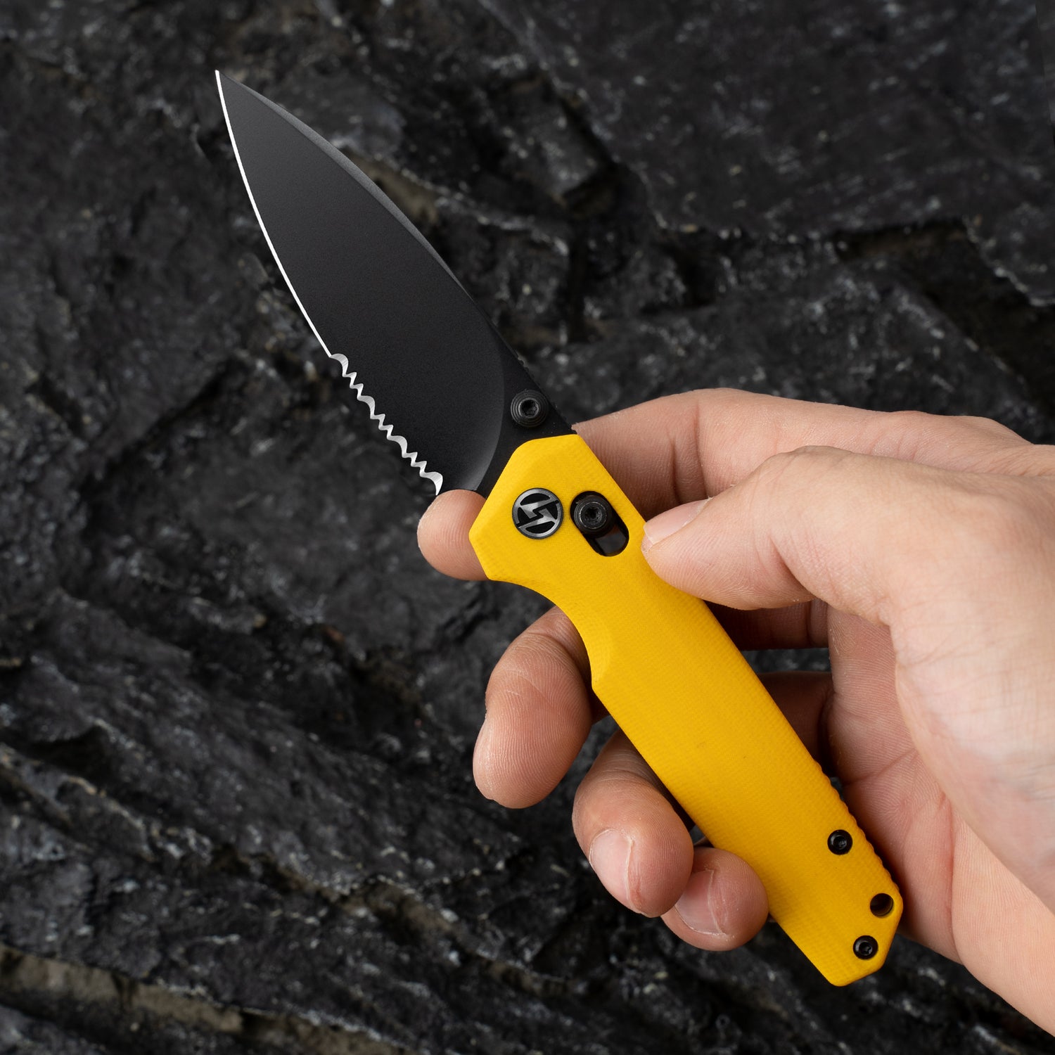 Youth Bird G053 Serrated Pocket Knife 3'' 14C28N Blade+G10 Handle- Crossbar Lock-Thumb stud