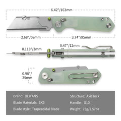 Adélie Penguins G076 Utility Knife (2.68"+SK5 Blade+G10）Blade x10