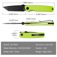 Stealth II G084 (3.22''+10Cr15MoV+Neon Green G10+PVD)