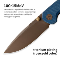 Lemon Shark G071（3.27"+10C15N+Micarta Handle+Ti-coated）-Liner Lock-Front Flipper-Olitans