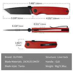 Stealth II G084 (3.22''+10Cr15MoV+Red G10+PVD)