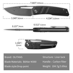 Sworf T077（3.4"+Bohler M390 +Titanium）Liner Lock