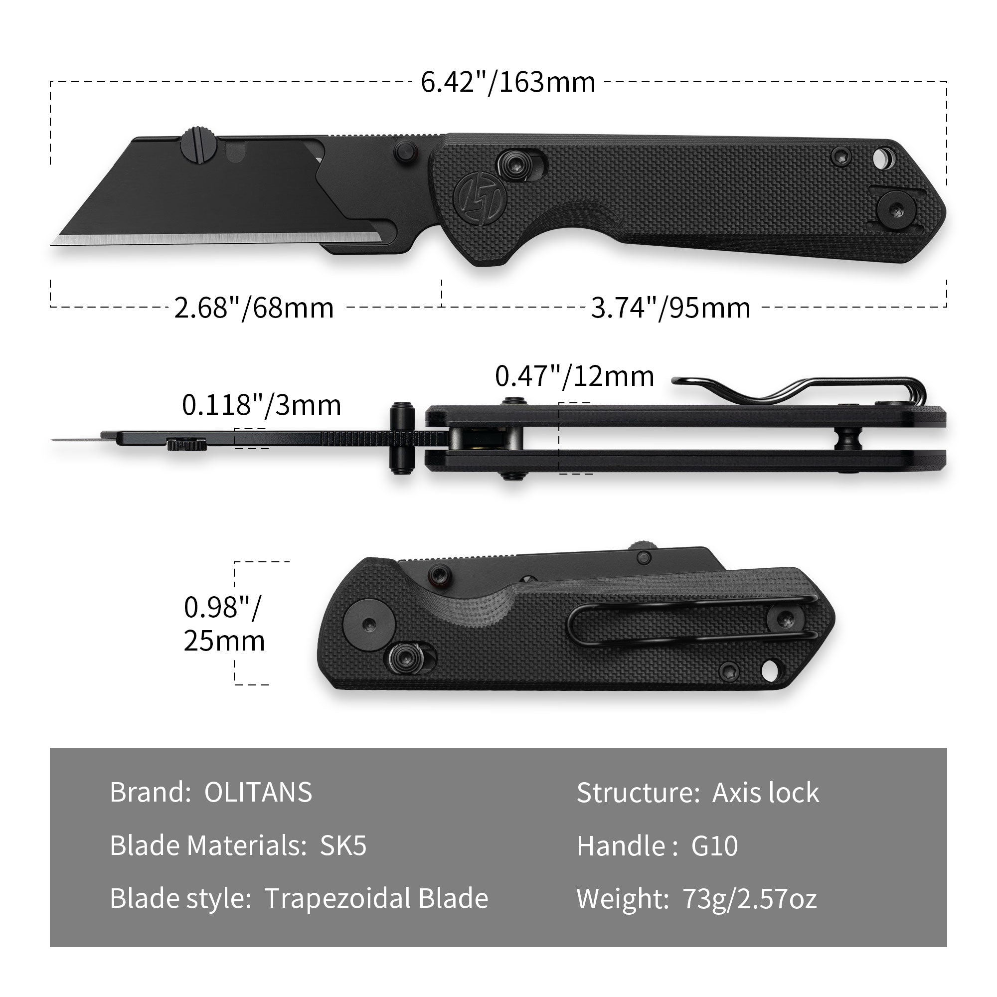Adélie Penguins G076 Utility Knife (2.68"+SK5 Blade+G10）Blade x10