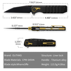 Hoopoe T082（3.42"+S45VN +Titanium）- Black PVD