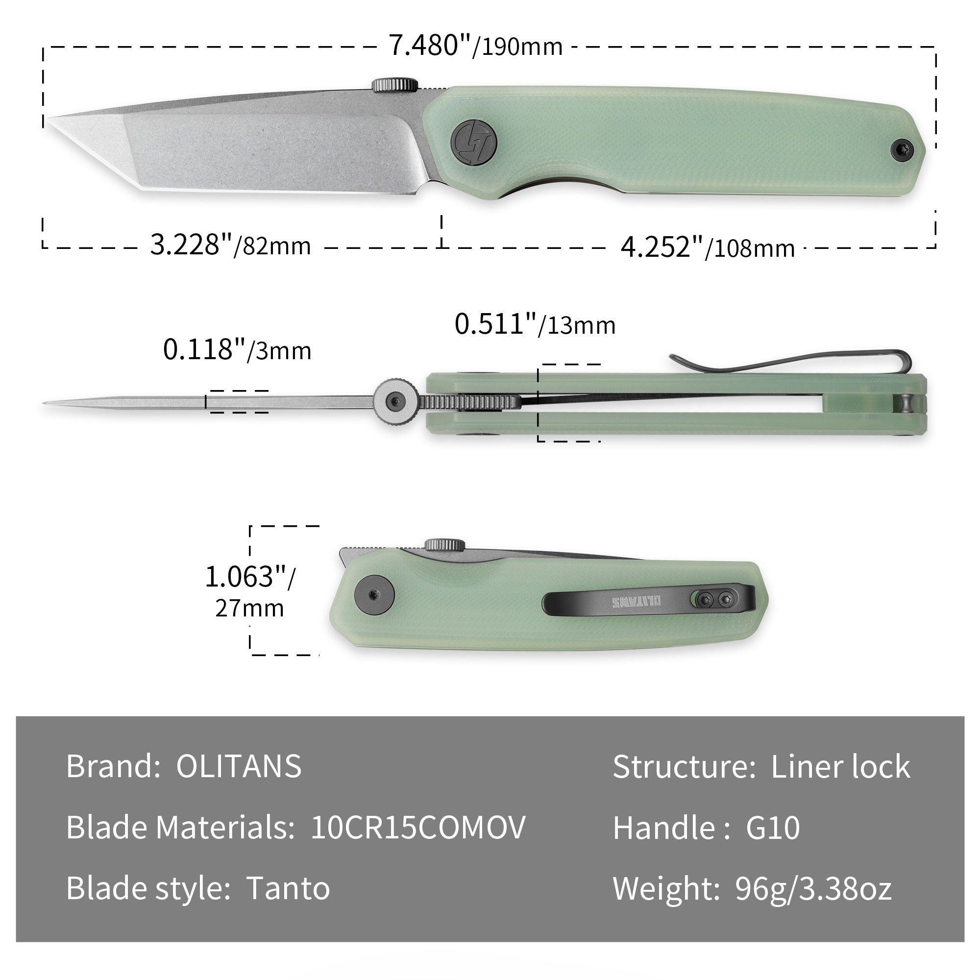 Stealth II G084 (3.22''+10Cr15MoV+Jade G10)