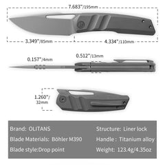 Sworf T077（3.4"+Bohler M390 +Titanium）Liner Lock