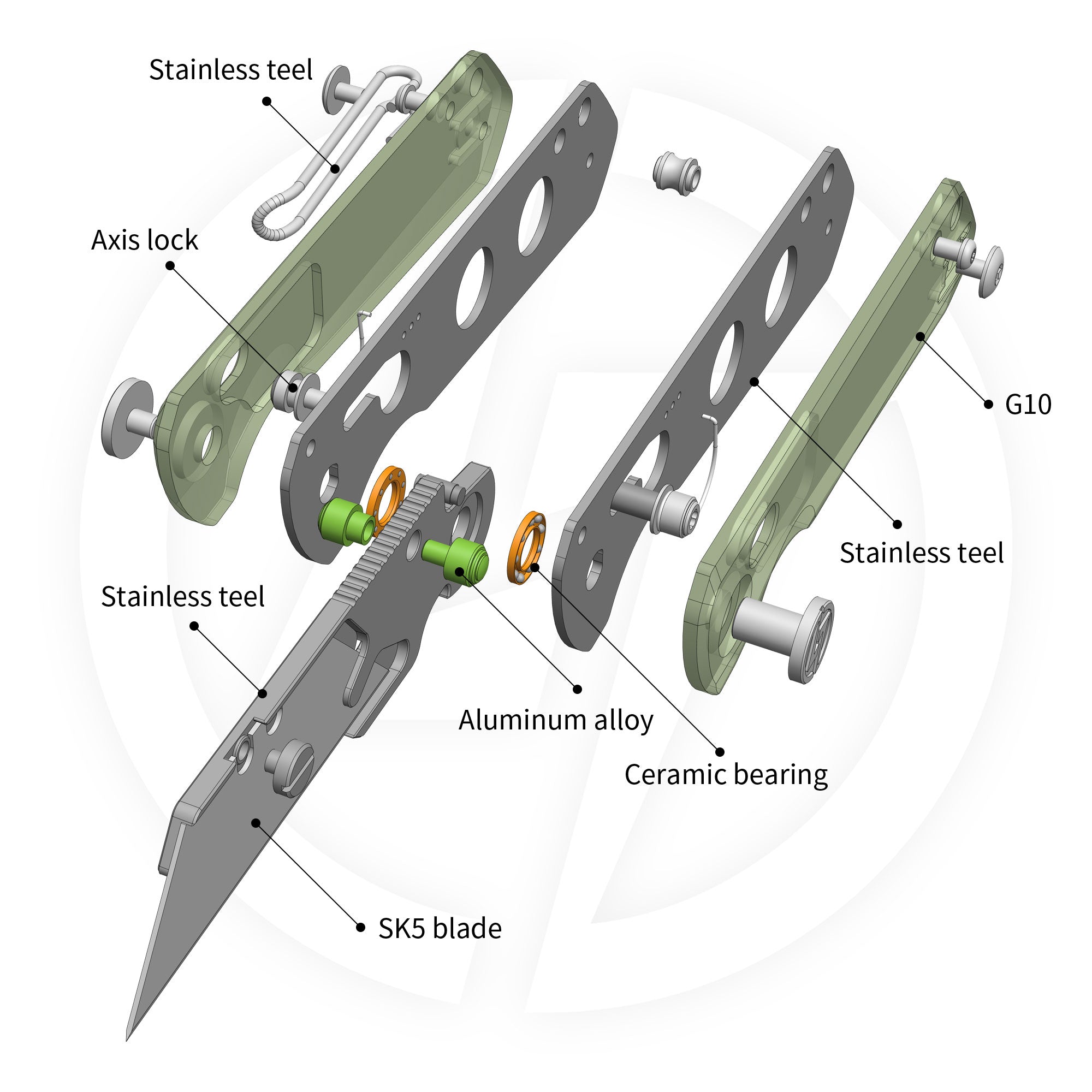 Adélie Penguins G076 Utility Knife (2.68"+SK5 Blade+G10）Blade x10