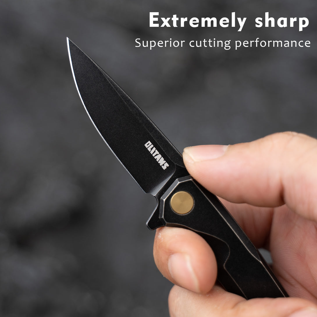 Mini Knife 2.16'' 14C28N blade + Titanium handle, Frame lock, Flipper, T019 (Black)