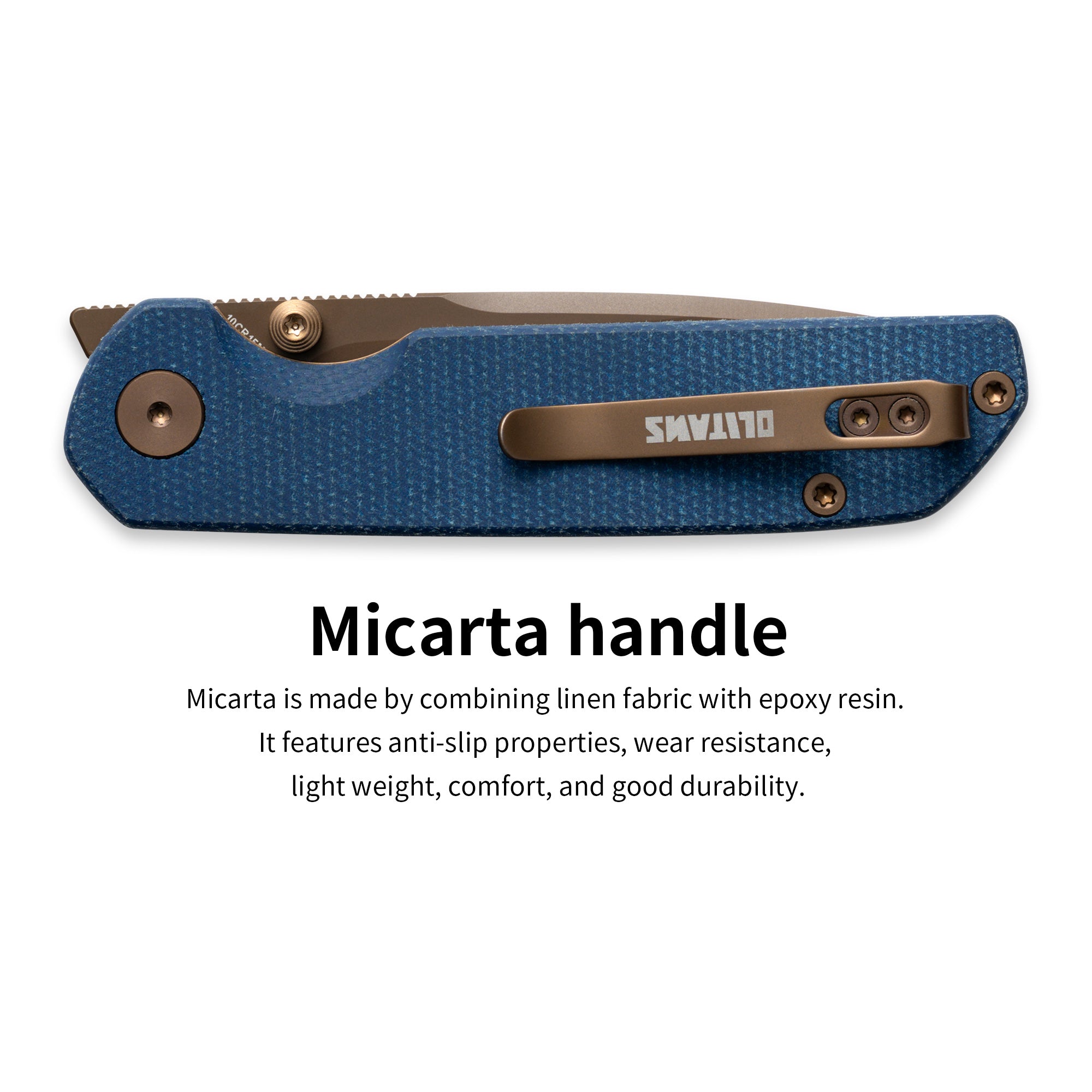 Lemon Shark G071（3.27"+10C15N+Micarta Handle+Ti-coated）-Liner Lock-Front Flipper-Olitans