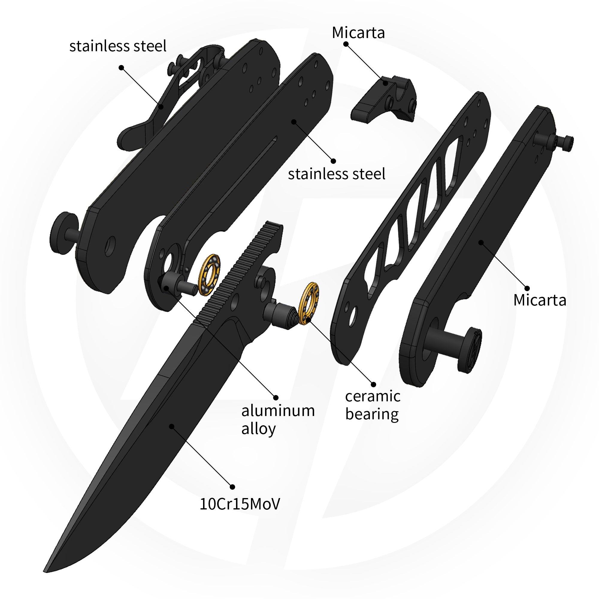 Lemon Shark G071（3.27"+10Cr15Mov+Black Micarta+Pvd）-Liner Lock