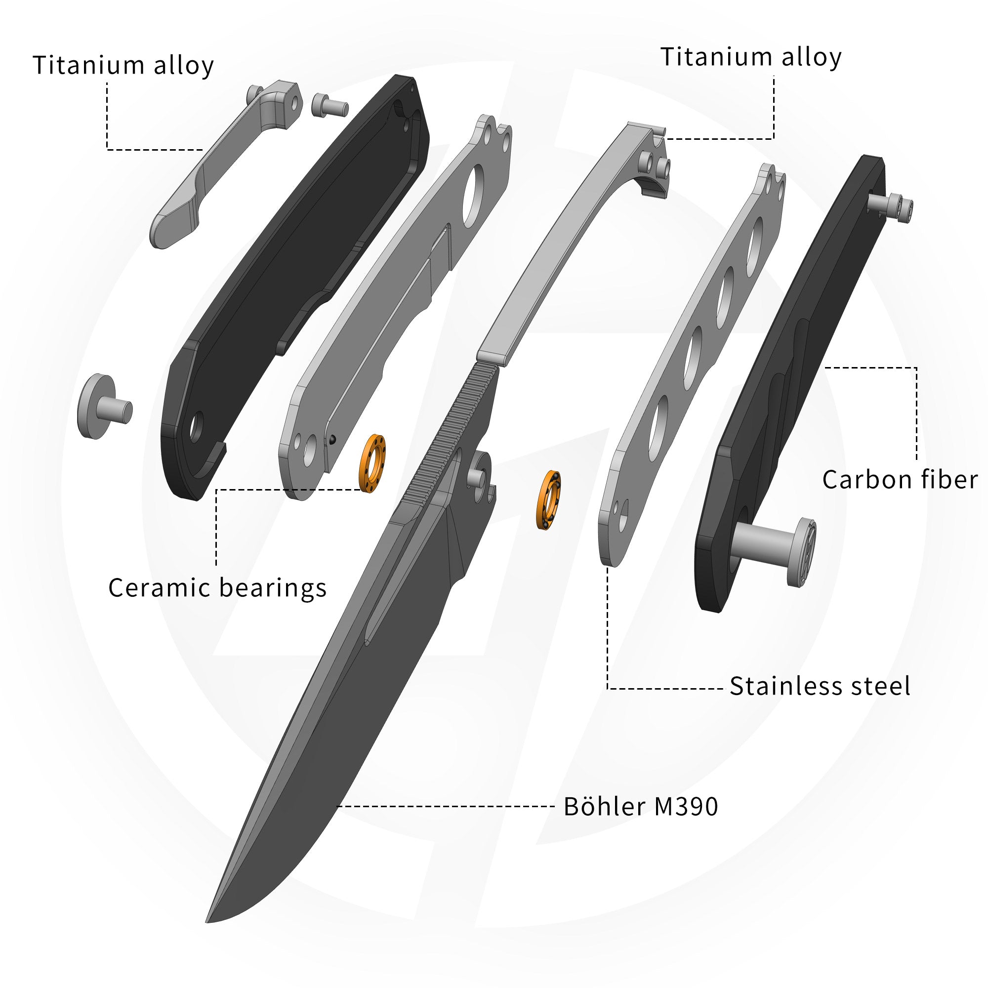 Sworf T077（3.4"+Bohler M390 +Titanium）Liner Lock