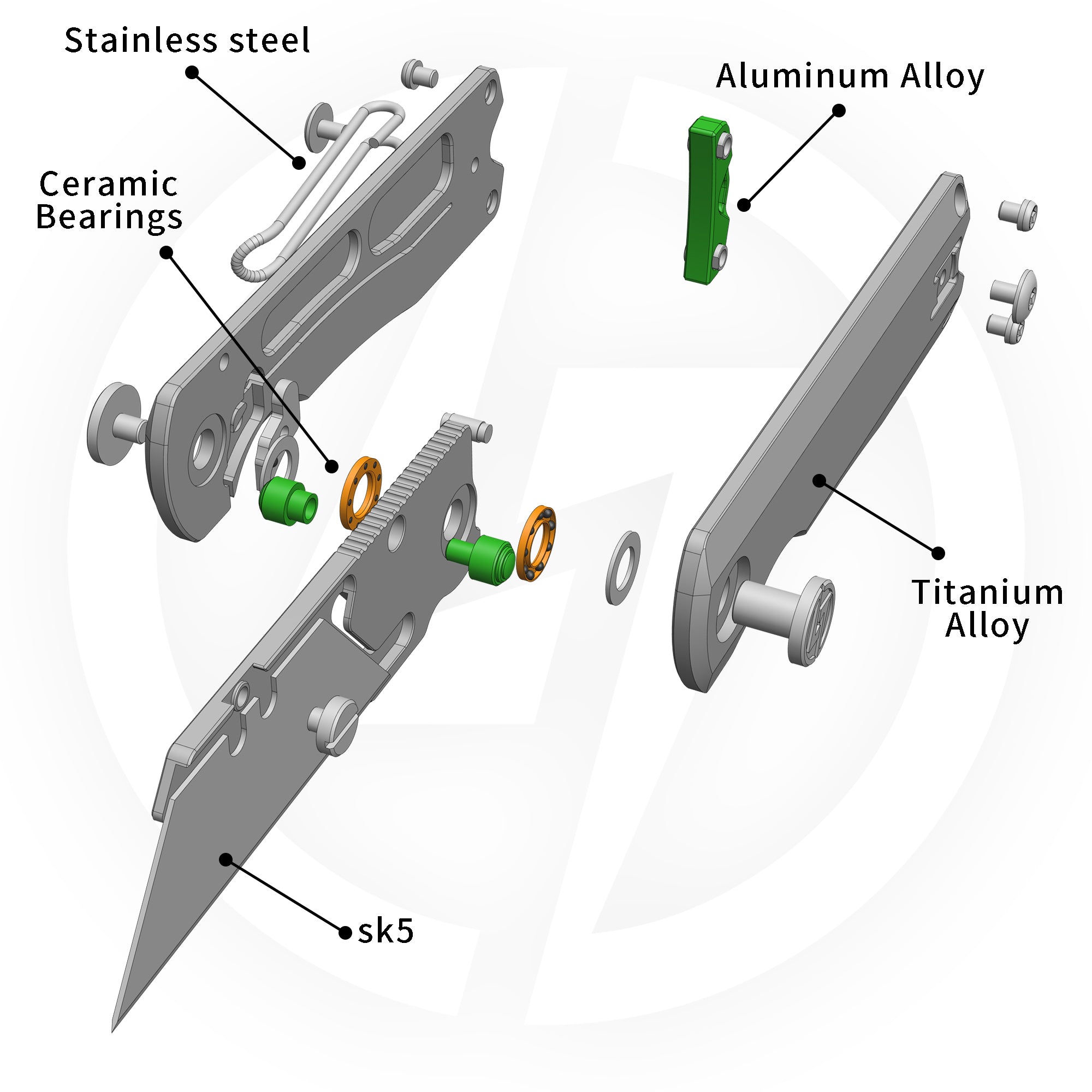 Ti NOVA Utility Knife (2.68"+SK5 Blade+Titanium）Blade x10
