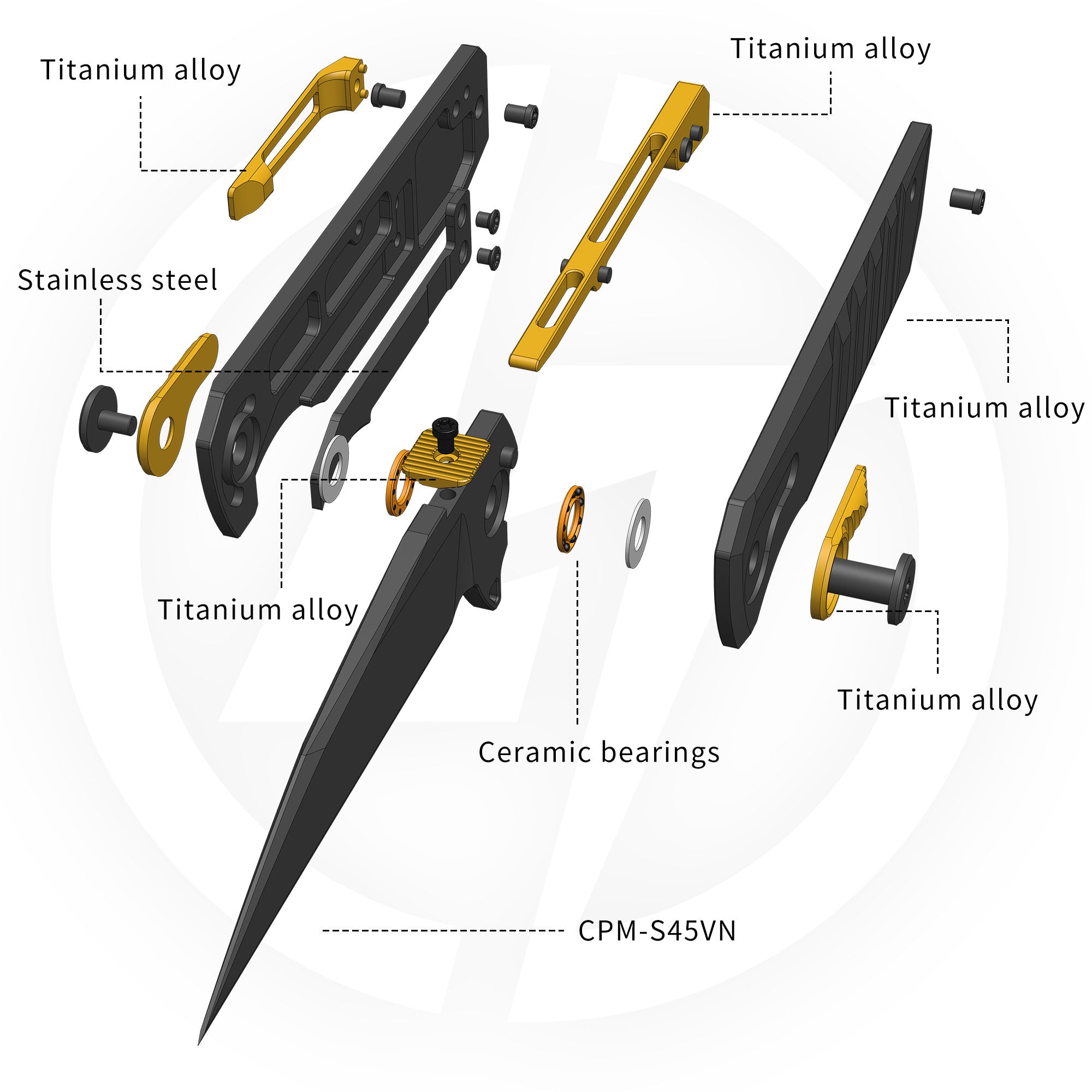 Hoopoe T082（3.42"+S45VN +Titanium）- Black PVD
