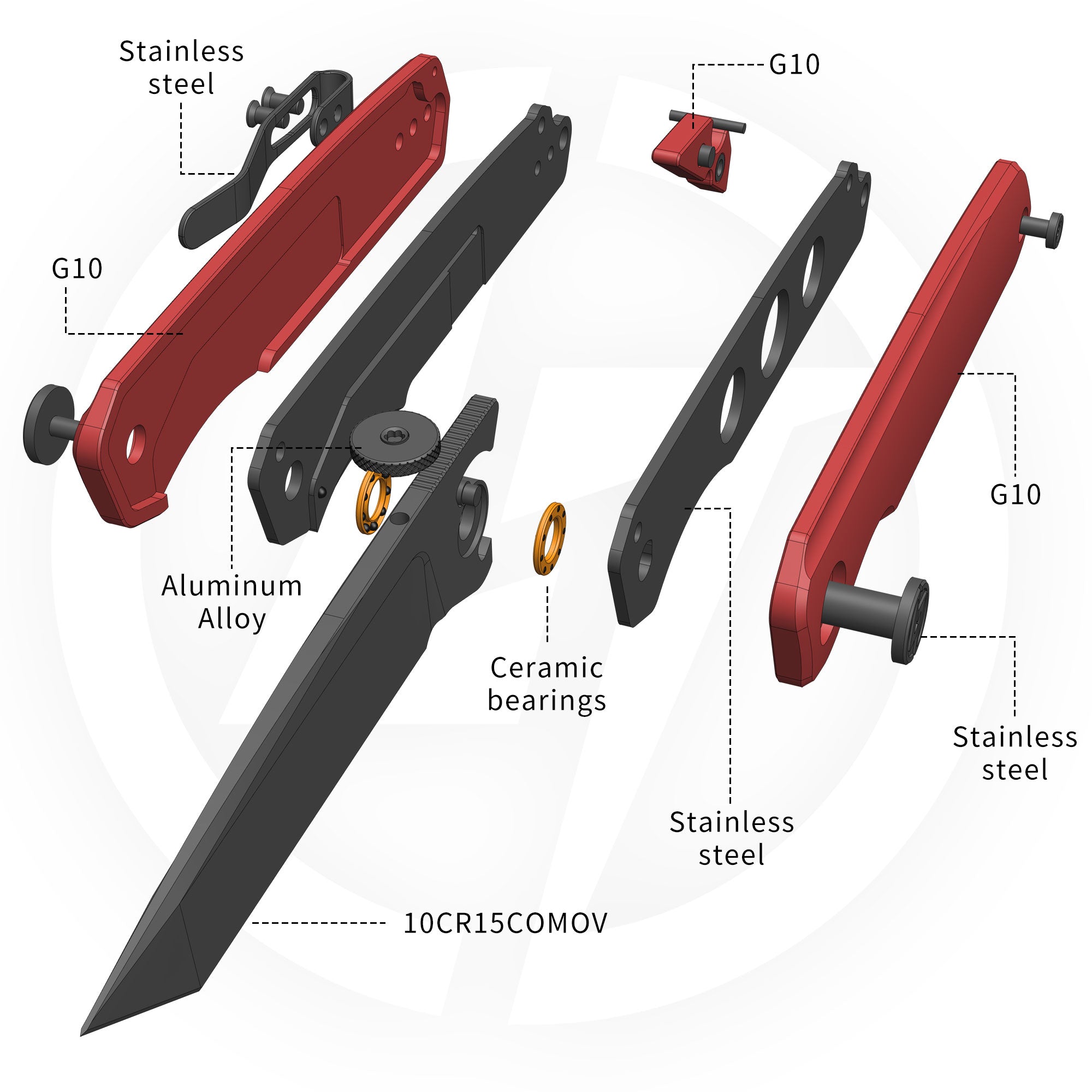 Stealth II G084 (3.22''+10Cr15MoV+Red G10+PVD)