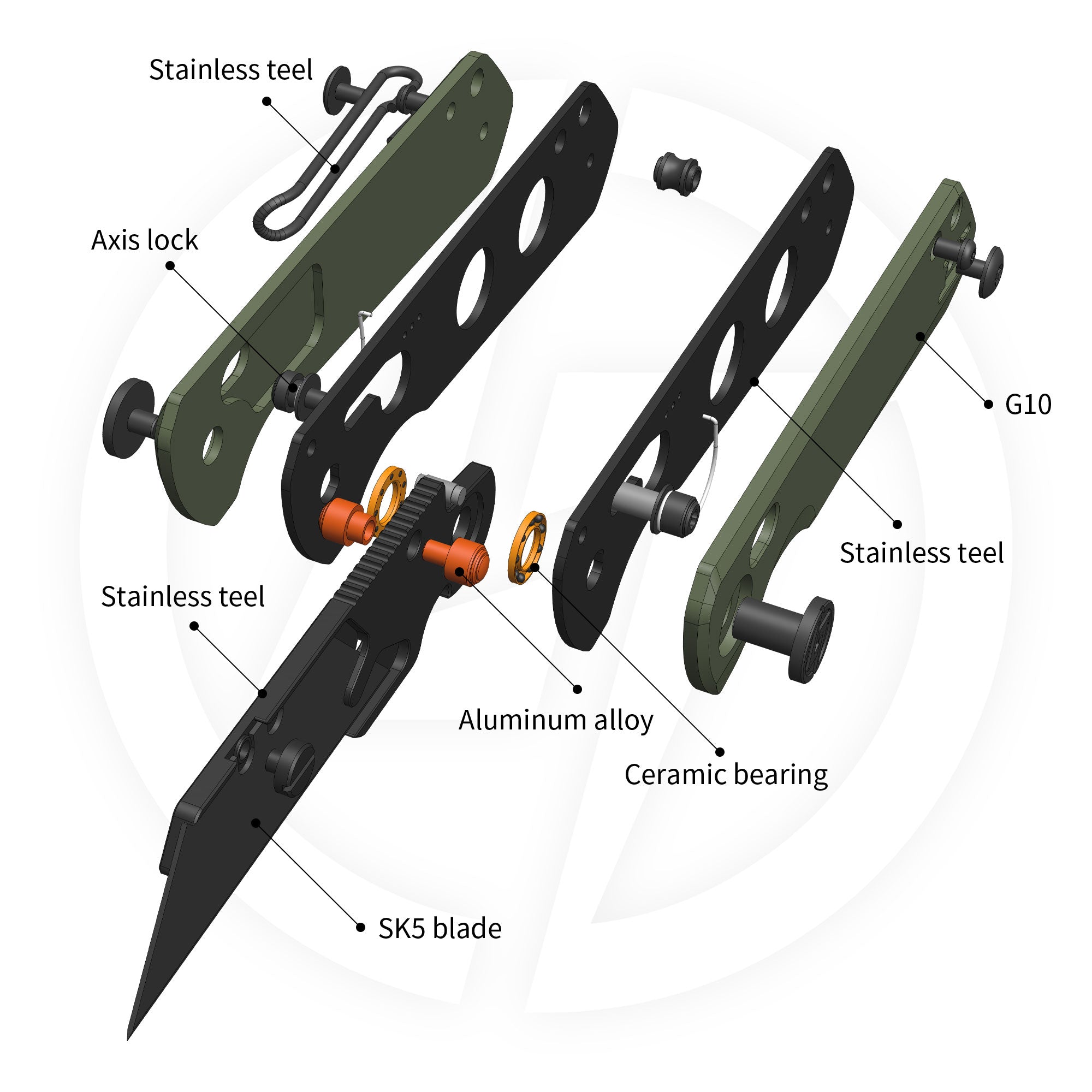 Adélie Penguins G076 Utility Knife (2.68"+SK5 Blade+G10）Blade x10
