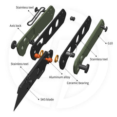 Adélie Penguins G076 Utility Knife (2.68"+SK5 Blade+G10）Blade x10