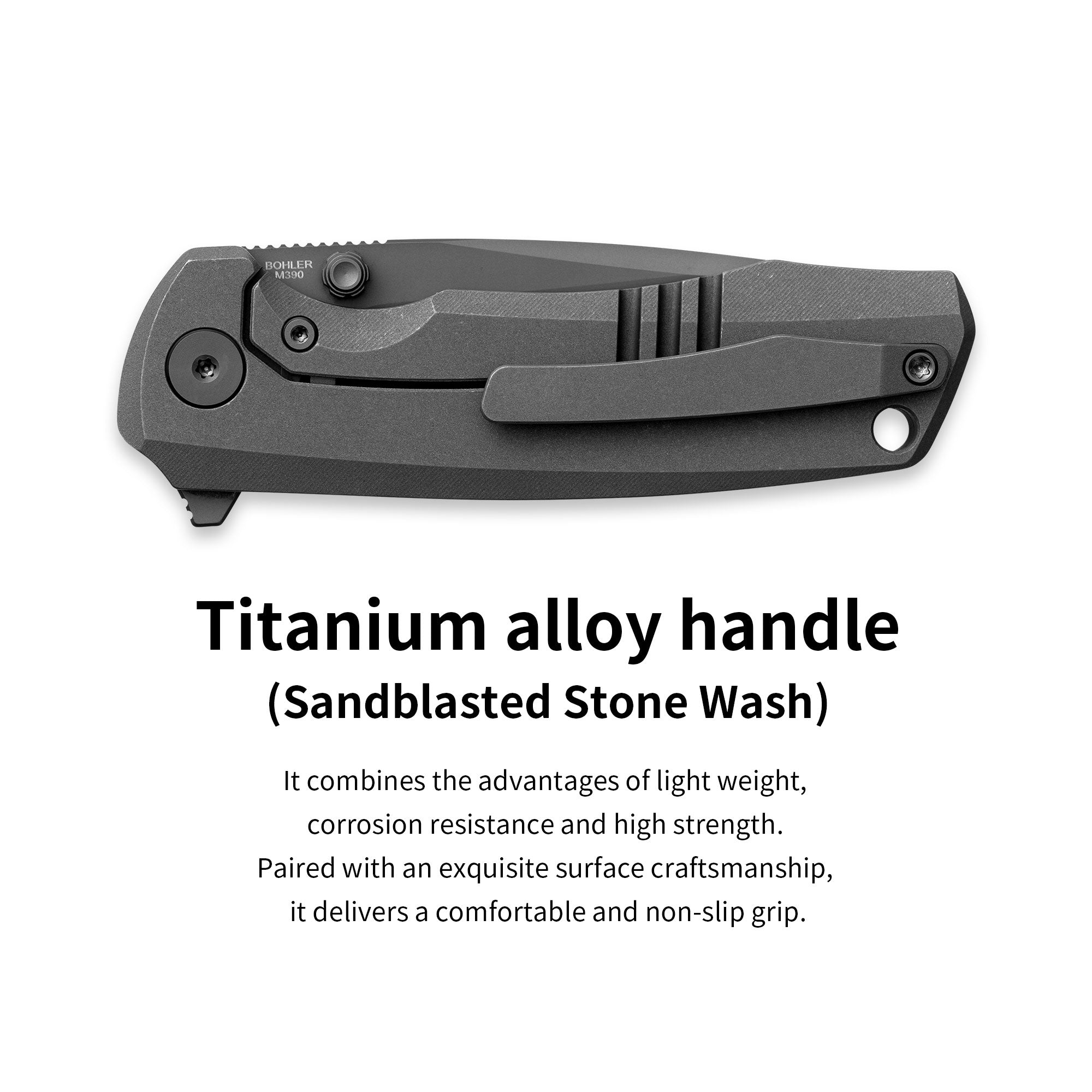 Ti-Bomber T065 Folding Knife –（2.95"+Bohler M390 +Titanium）-OLITANS