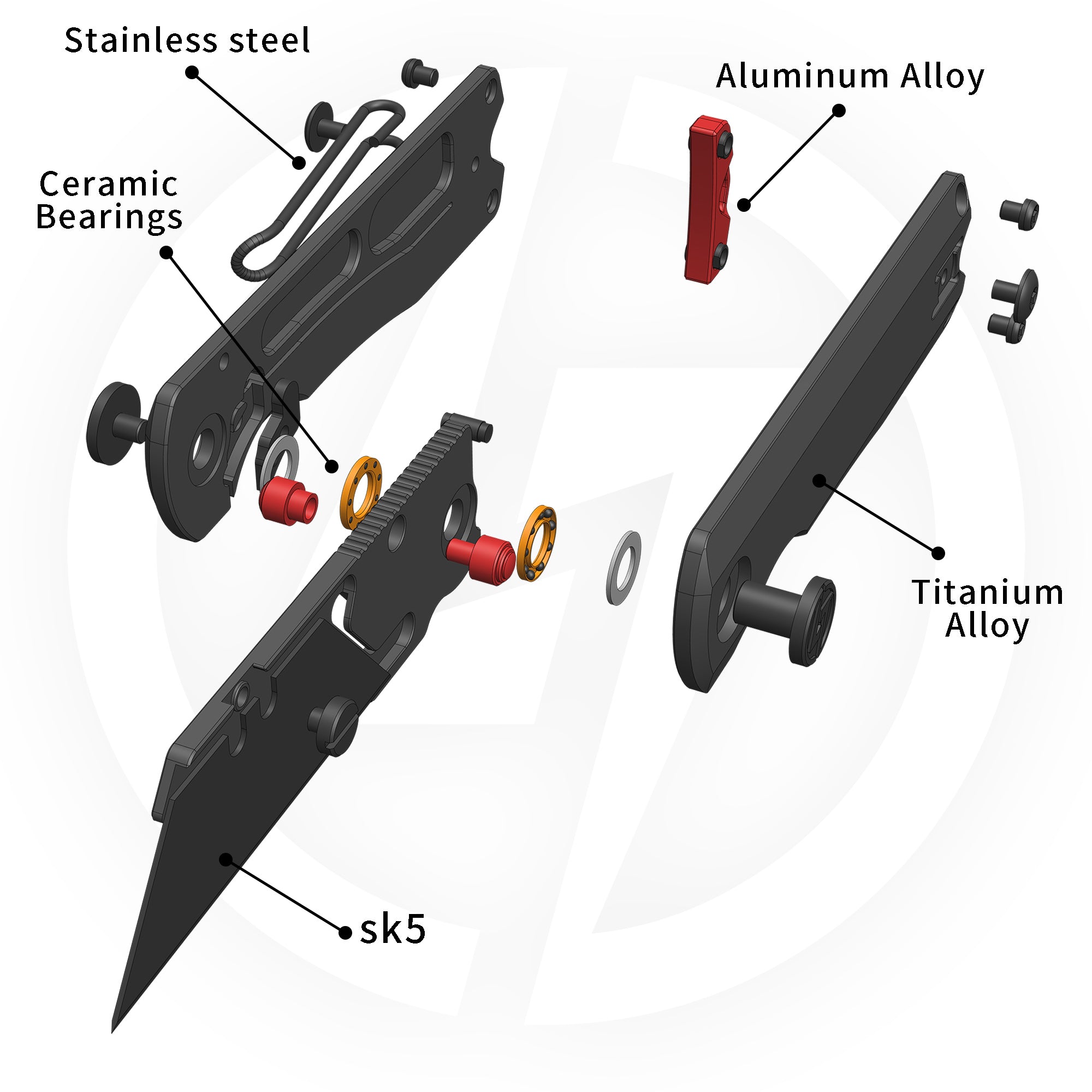 Ti NOVA T078 Utility Knife (2.68"+SK5 Blade+Titanium）Blade x10