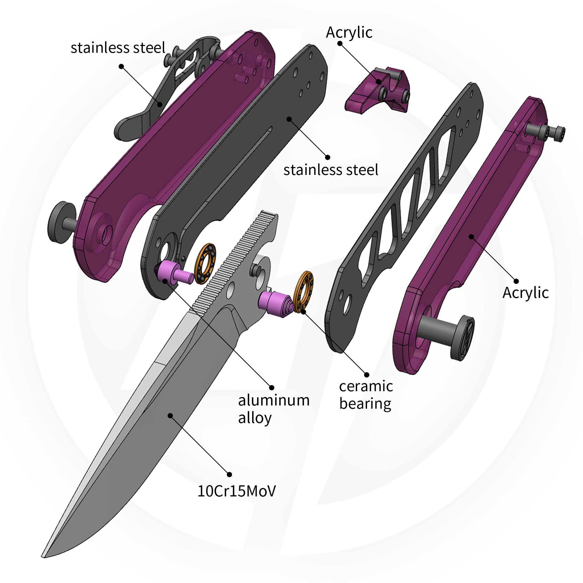 Lemon Shark G071（3.27"+10Cr15Mov+Purple Acylic）-Liner Lock