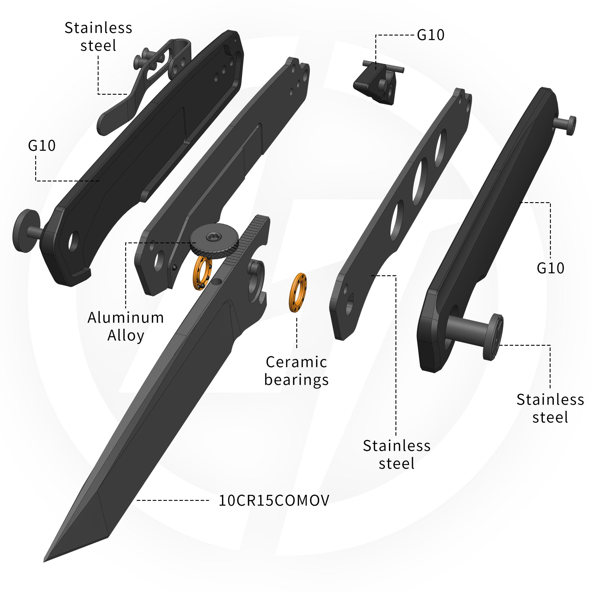 Stealth II G084 (3.22''+10Cr15MoV+Black G10+PVD)
