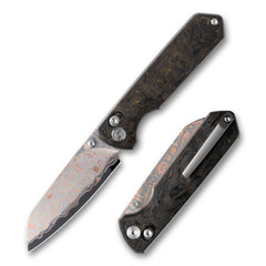 Imperial Penguin M060(3.35''+Damascus Steel & Copper+Carbon fibre)-Axis lock-thumb stud