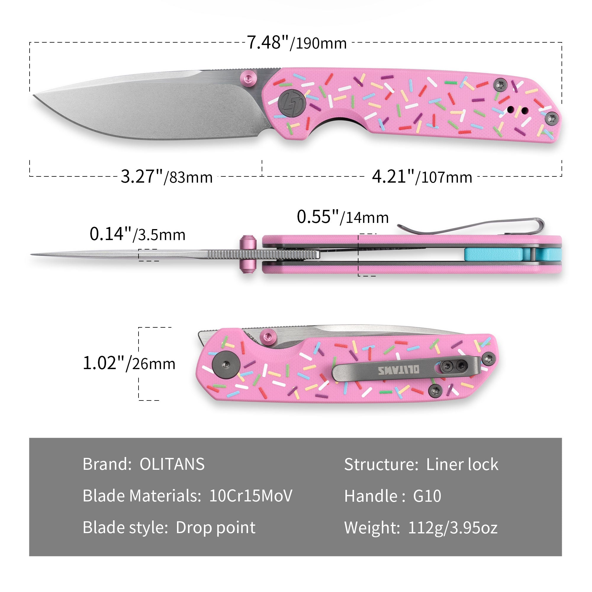 Lemon Shark G071（3.27"+10Cr15Mov+G10）-Olitans