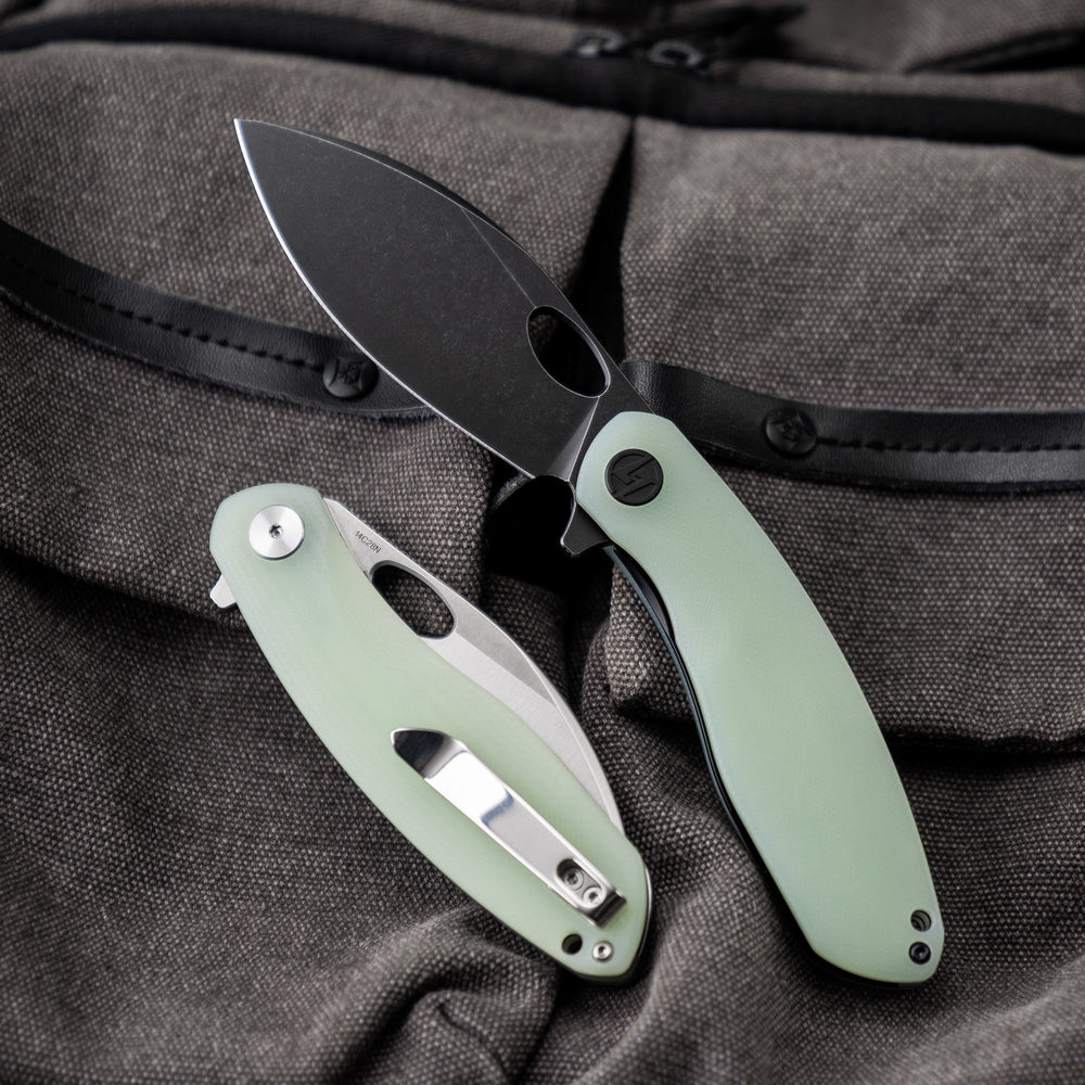 G064 knife set – open and closed, Nature Green with black blade