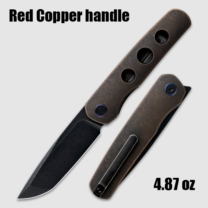 OLITANS T054 Folding Knife Bolher M390 Blade Titanium Handle/Red Copper Handle