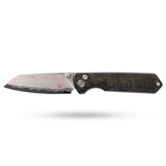 Imperial Penguin M060(3.35''+Damascus Steel & Copper+Carbon fibre)-Axis lock-thumb stud