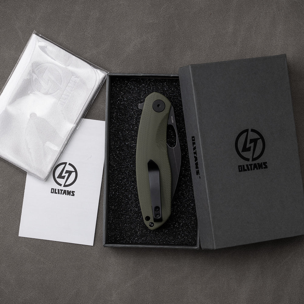 Boxed G064 folding knife – Army Green + black