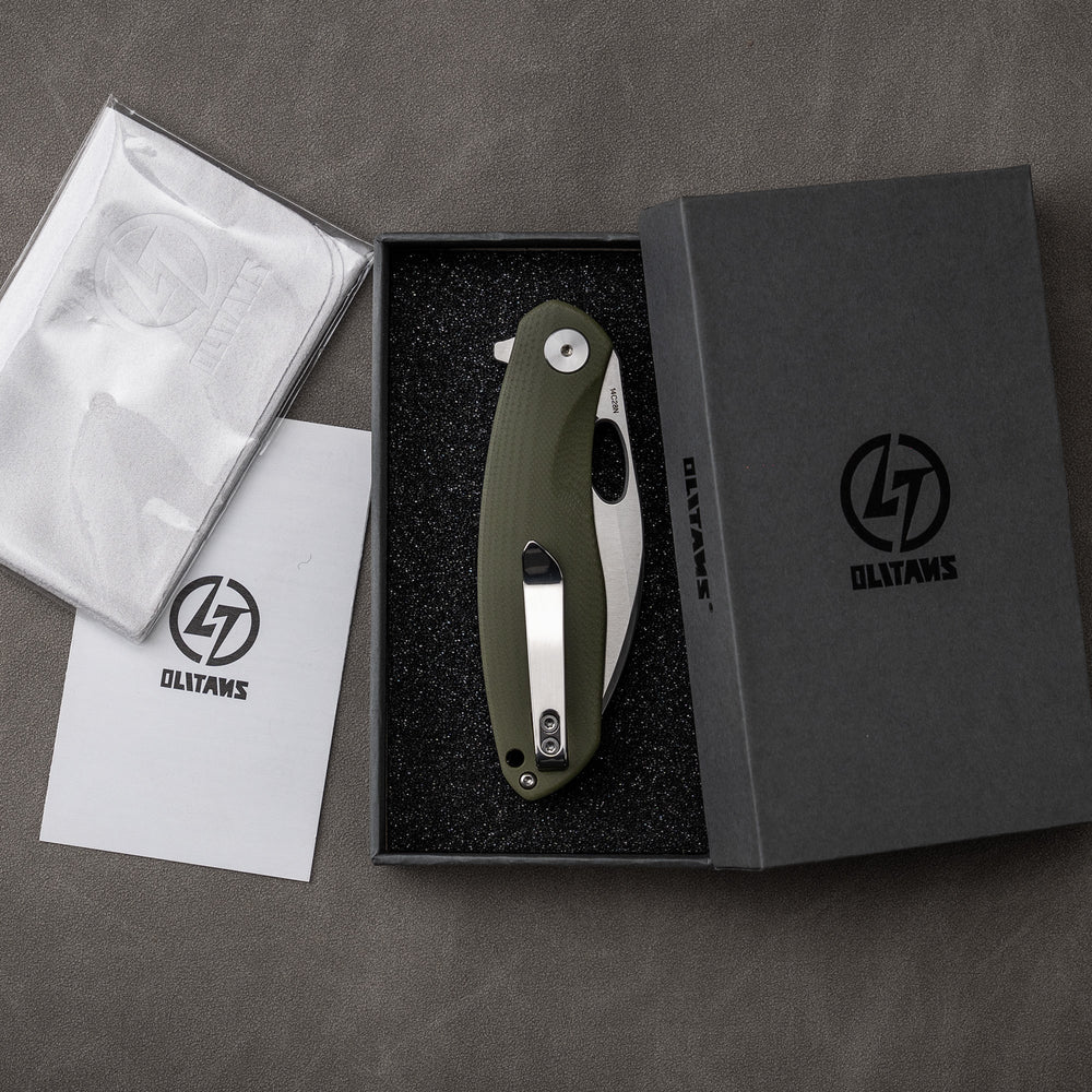 G064 satin blade in gift box – Army Green handle