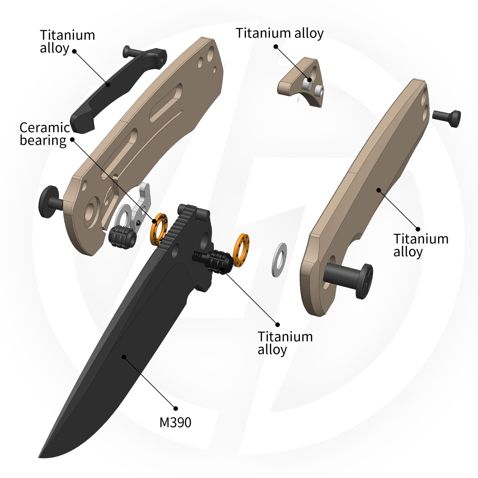 Ti-Bomber 2.0 T065 - Drop Point（2.95"+Bohler M390 +Titanium）